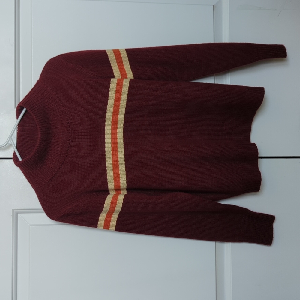Modcloth Cozy Notion Mock Neck Sweater In Striped Burgundy